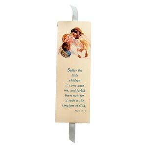 Vintage 60s Jesus w/Children paper Bookmark James Hook, Standard Publishing 1962
